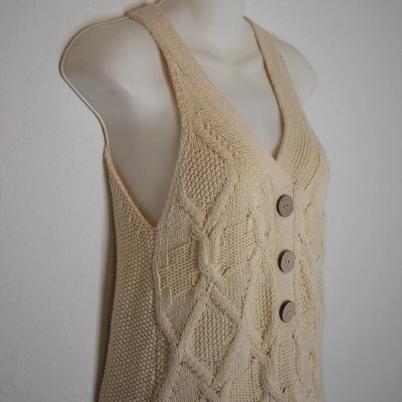 Sundance Sweater Tank Tunic Sz S Kenzie Cable Crochet Neutral Coastal Boho - Picture 5 of 13